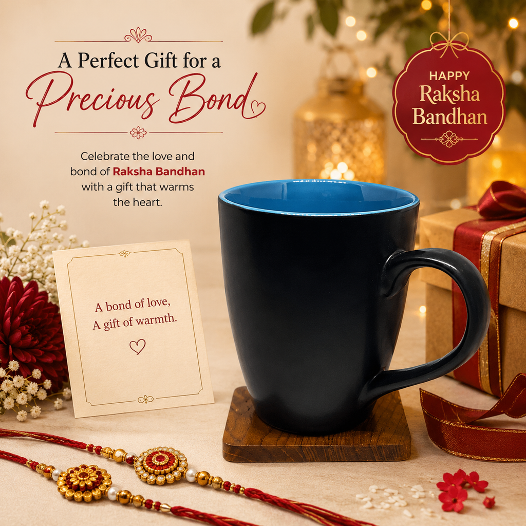 Bhokals Dual Print Sky Blue Solid Black Coffee Mug