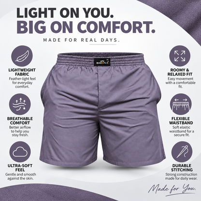 SOLID GREY PLAIN COTTON MEN BOXER