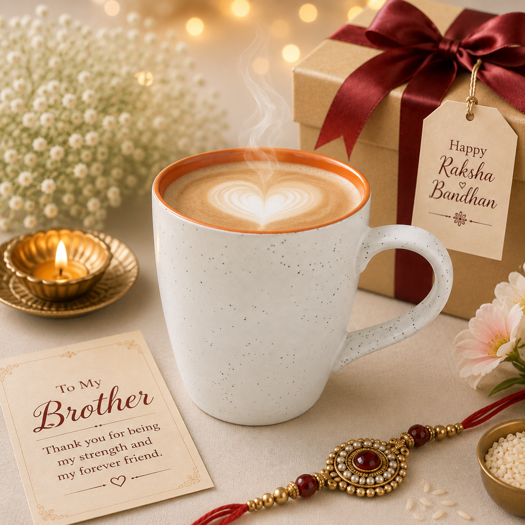 Bhokals Dots Print Brown White Coffee Mug
