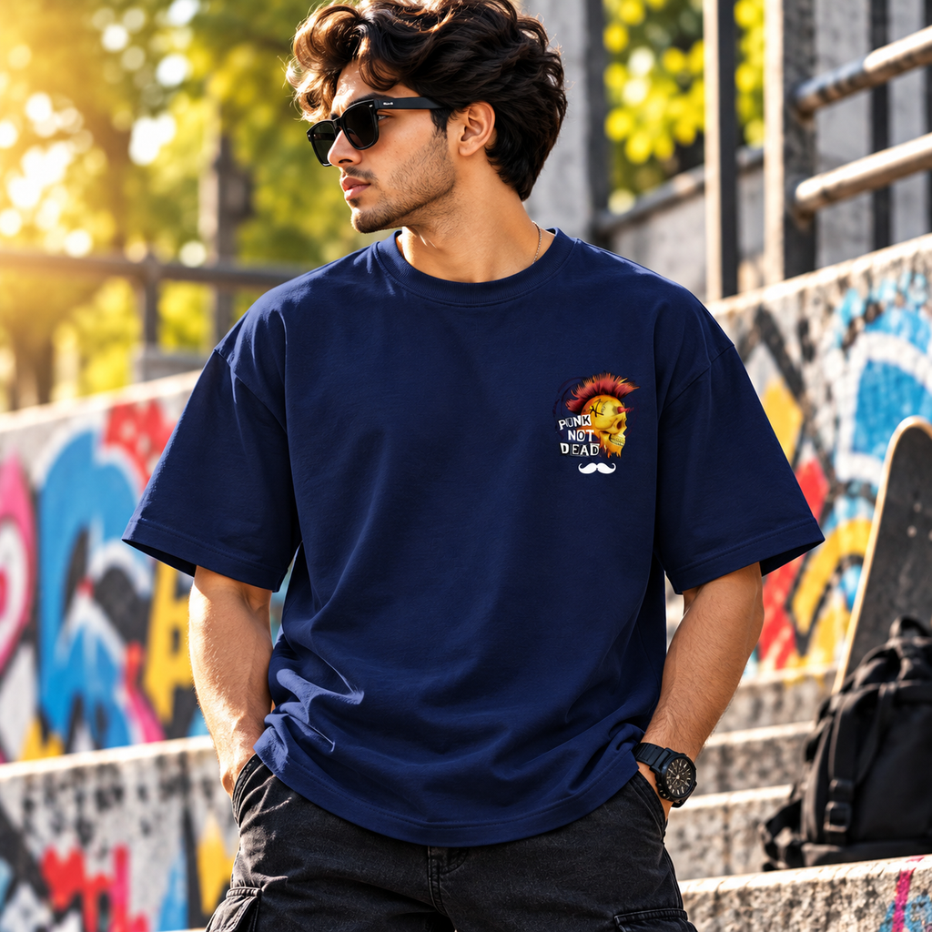 Bhokals Premium Oversized Front & Back Printed T-Shirt for Men - Punk