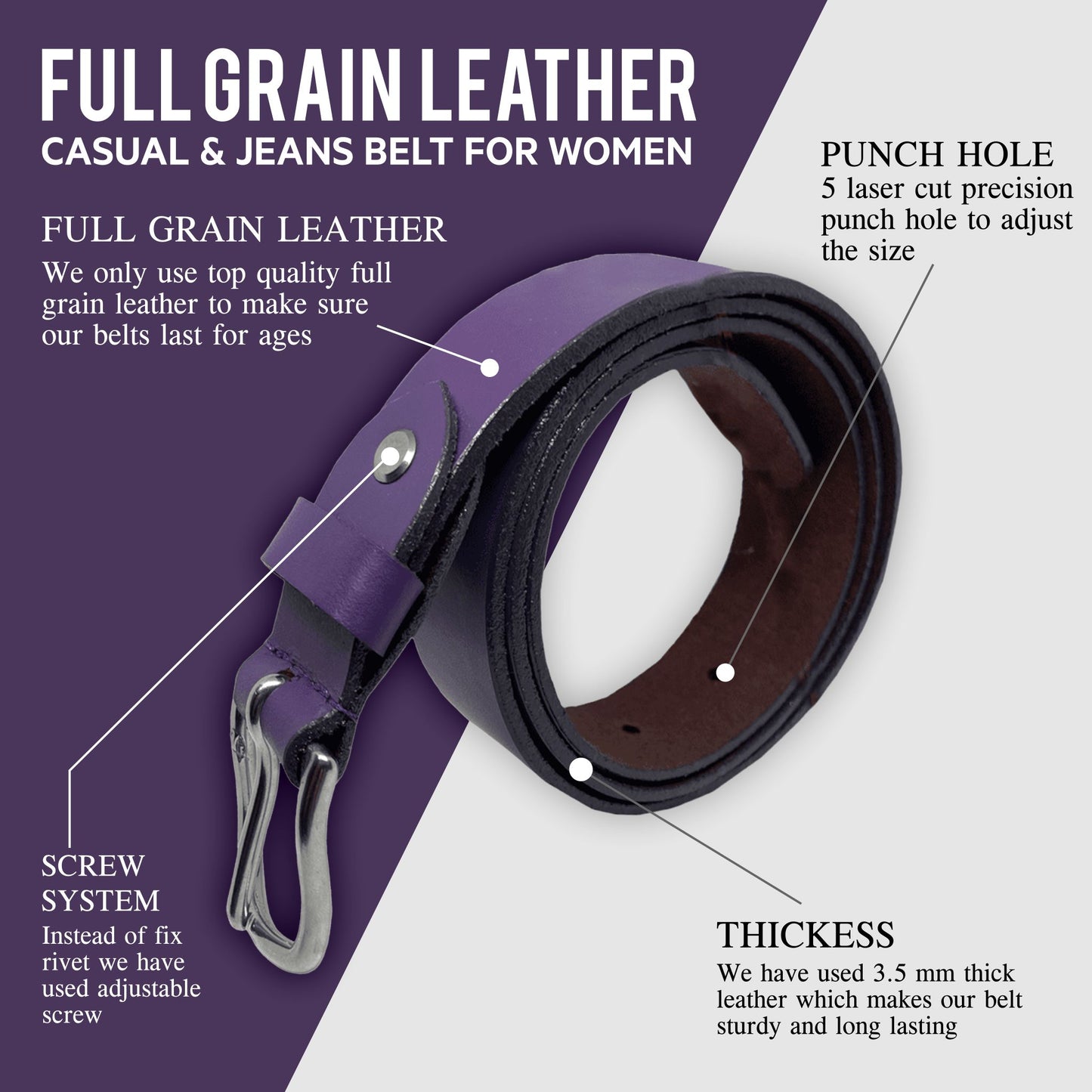 Bhokals Women Purple Leather Belt