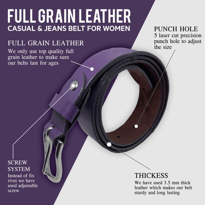Bhokals Women Purple Leather Belt