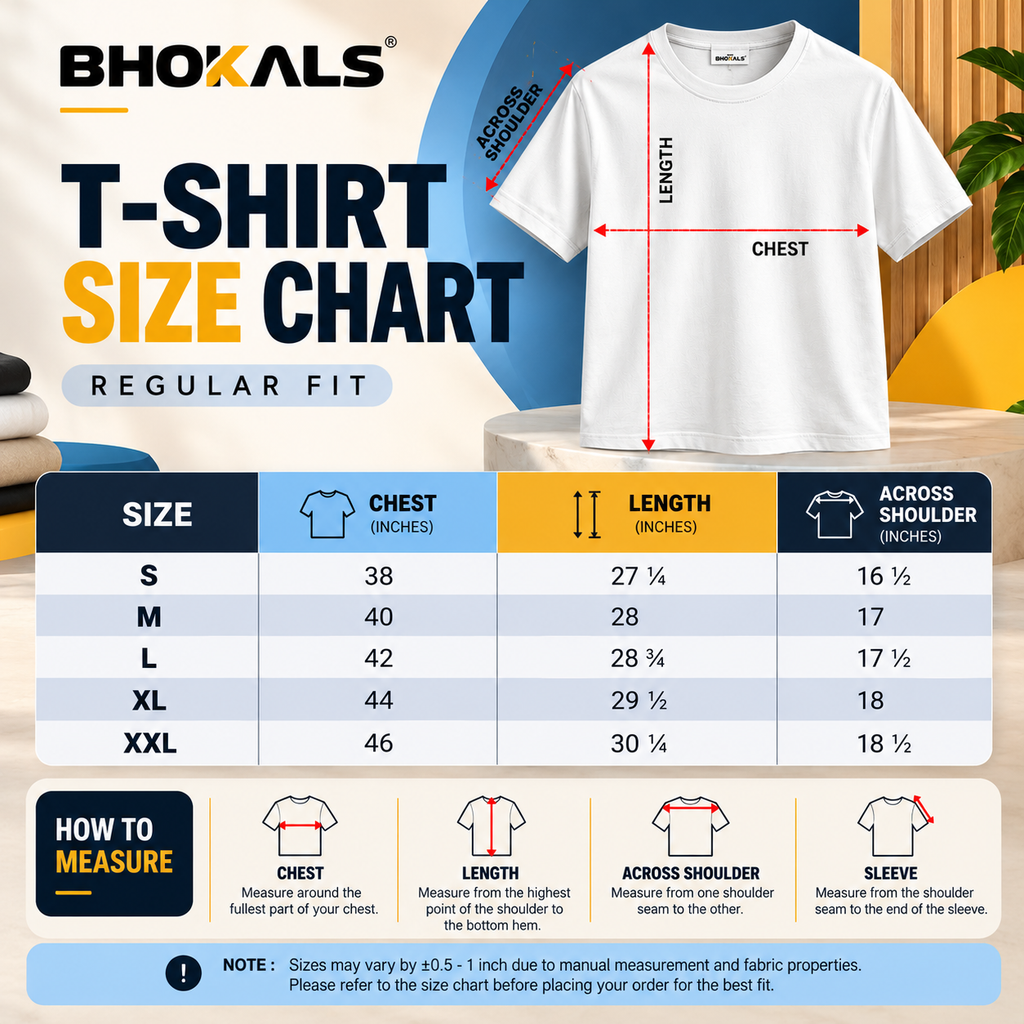 Bhokals Round Neck - Black & White Regular T-Shirts - Pack of 2