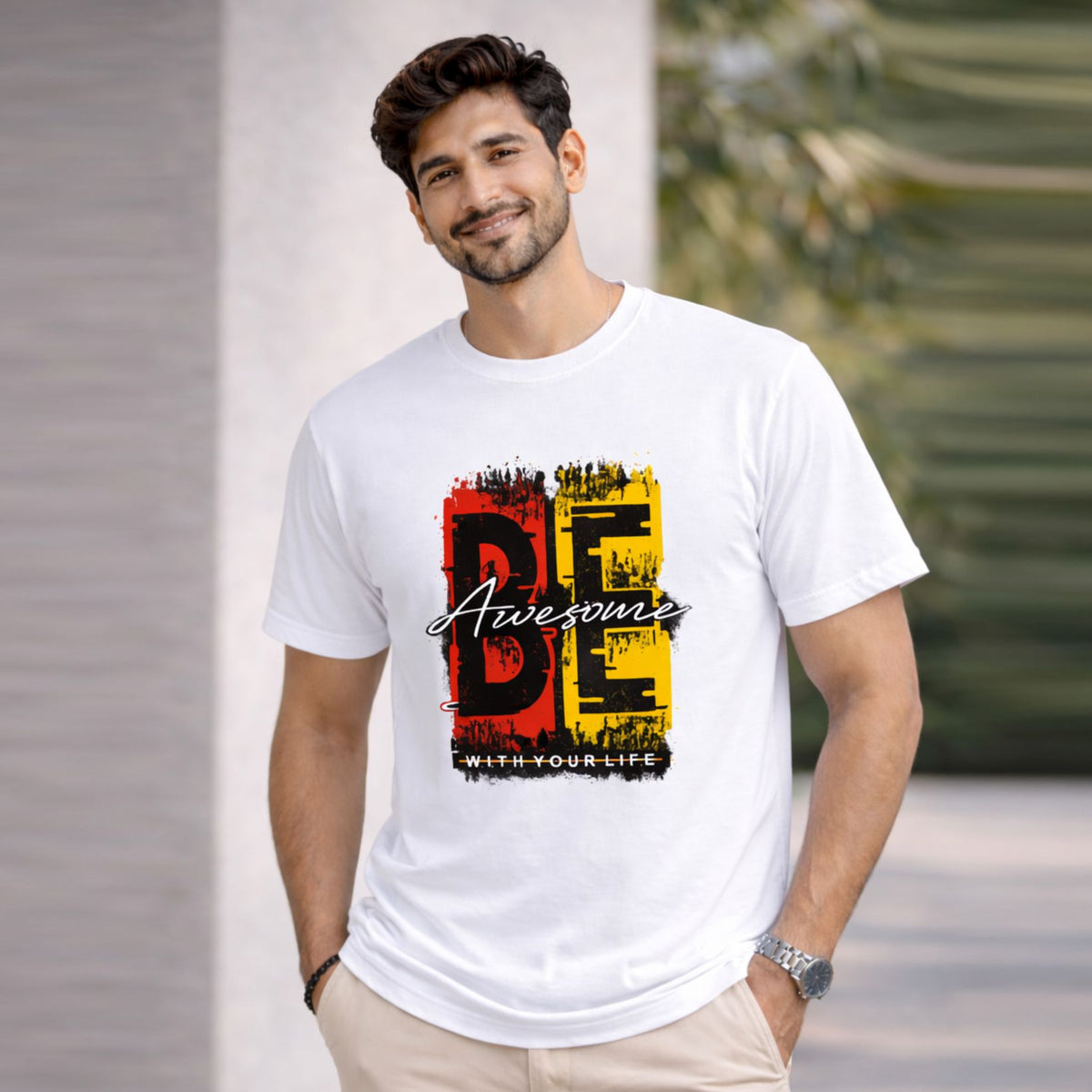 Bhokals "Be Awesome " Printed Round Neck, Cotton, Super Soft T-Shirt
