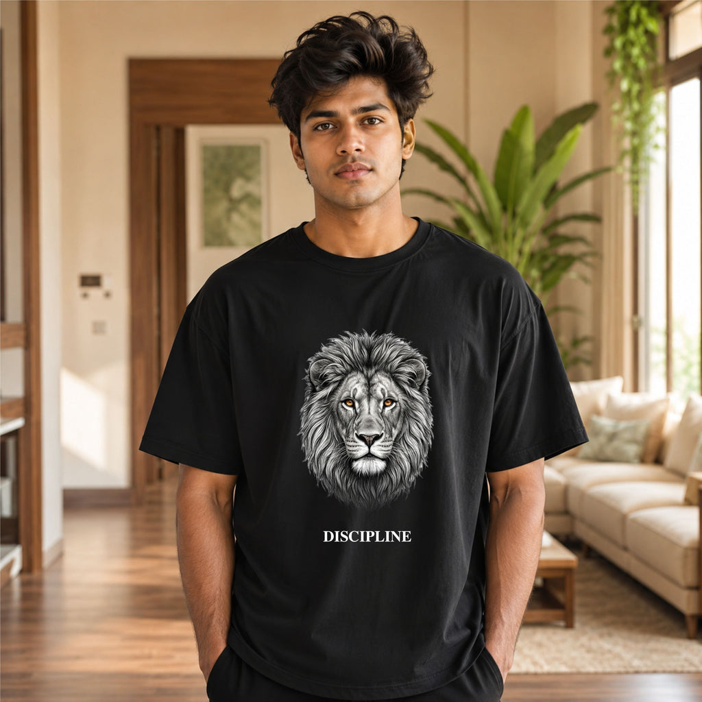 Bhokals Lion Graphic Oversized T-Shirt – Discipline Edition