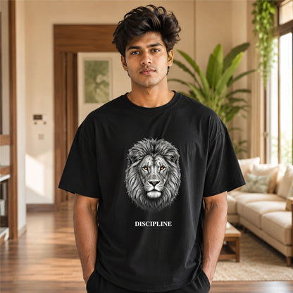 Bhokals Lion Graphic Oversized T-Shirt – Discipline Edition