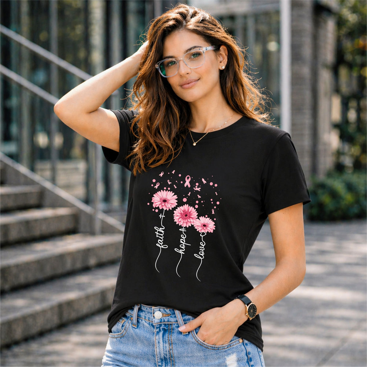 BHOKALS "Faith, Hope, Love" Printed Women Cotton T-Shirt | Round Neck | Super Soft | Regular Fit
