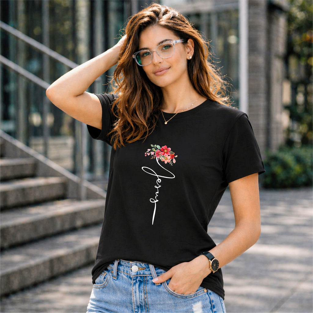 BHOKALS "Floral Grace" Printed Women Cotton T-Shirt | Round Neck | Super Soft | Regular Fit