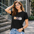 BHOKALS "Catties" Printed Women Cotton T-Shirt | Round Neck | Super Soft | Regular Fit