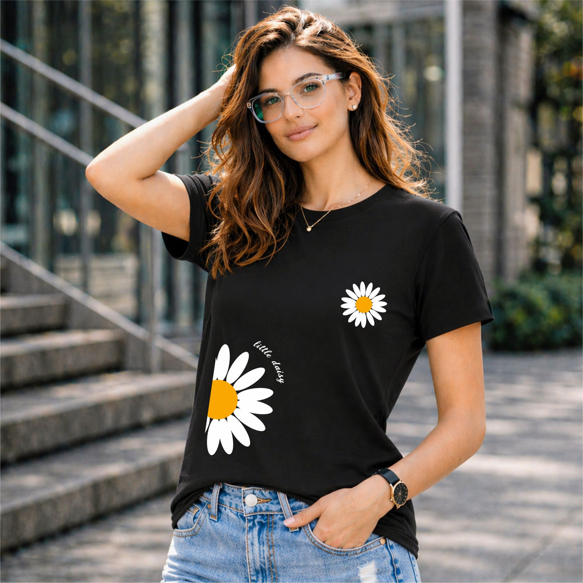 BHOKALS "Sunflower" Printed Women Cotton T-Shirt | Round Neck | Super Soft | Regular Fit