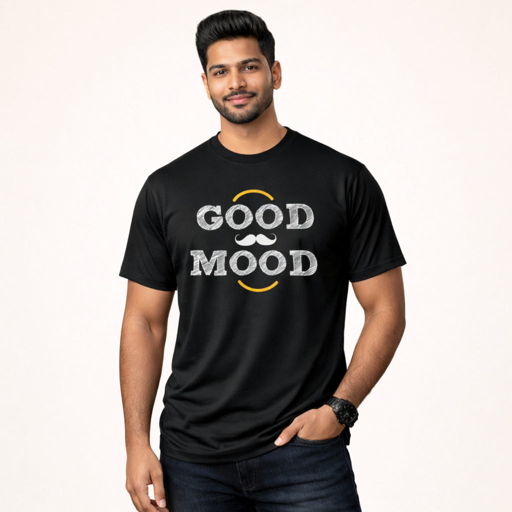 Good Mood Printed Round Neck Cotton Men T-Shirt