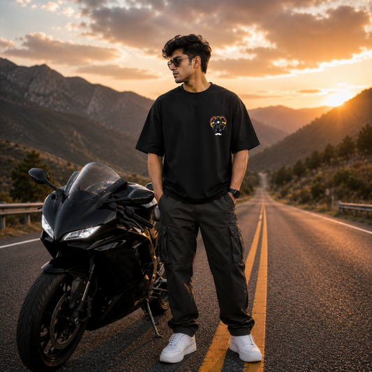 Bhokals Premium Oversized Front & Back Printed T-Shirt for Men - Biker