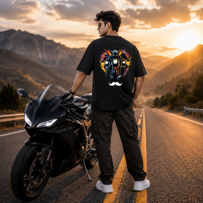 Bhokals Premium Oversized Front & Back Printed T-Shirt for Men - Biker