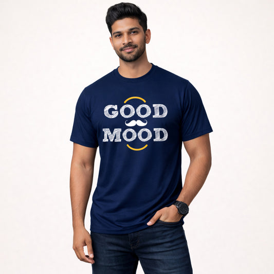Good Mood Printed Round Neck Cotton Men T-Shirt