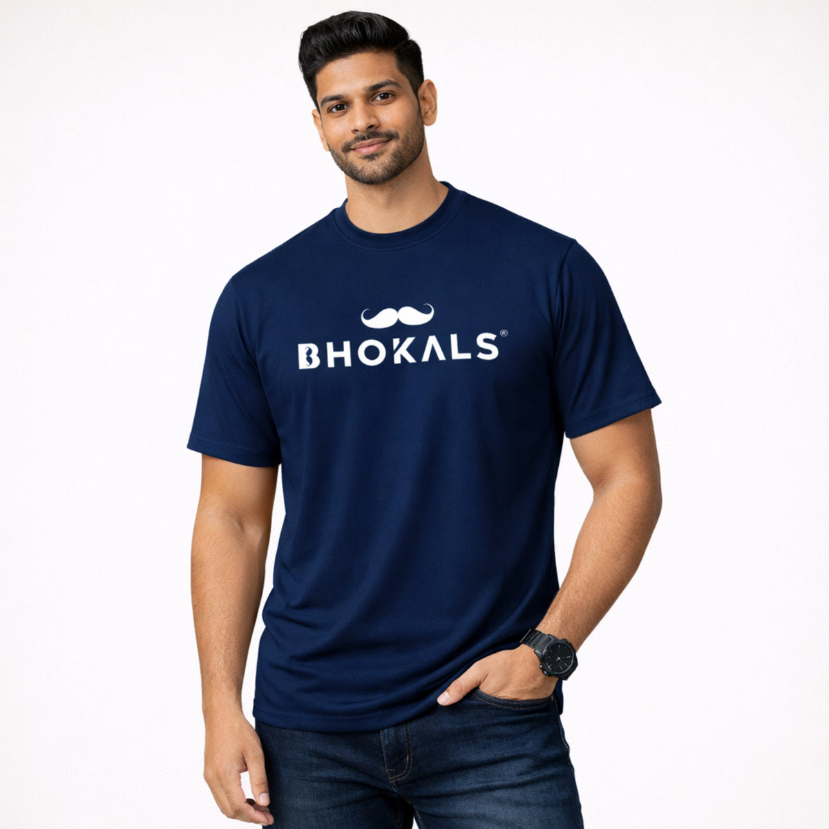 Bhokals Printed Round Neck Cotton Men T-Shirt