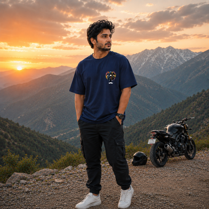 Bhokals Premium Oversized Front & Back Printed T-Shirt for Men - Biker