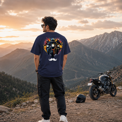 Bhokals Premium Oversized Front & Back Printed T-Shirt for Men - Biker