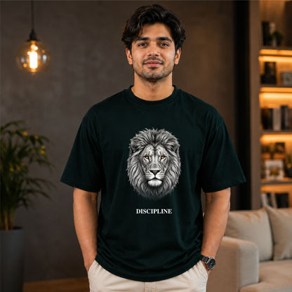 Bhokals Lion Graphic Oversized T-Shirt – Discipline Edition