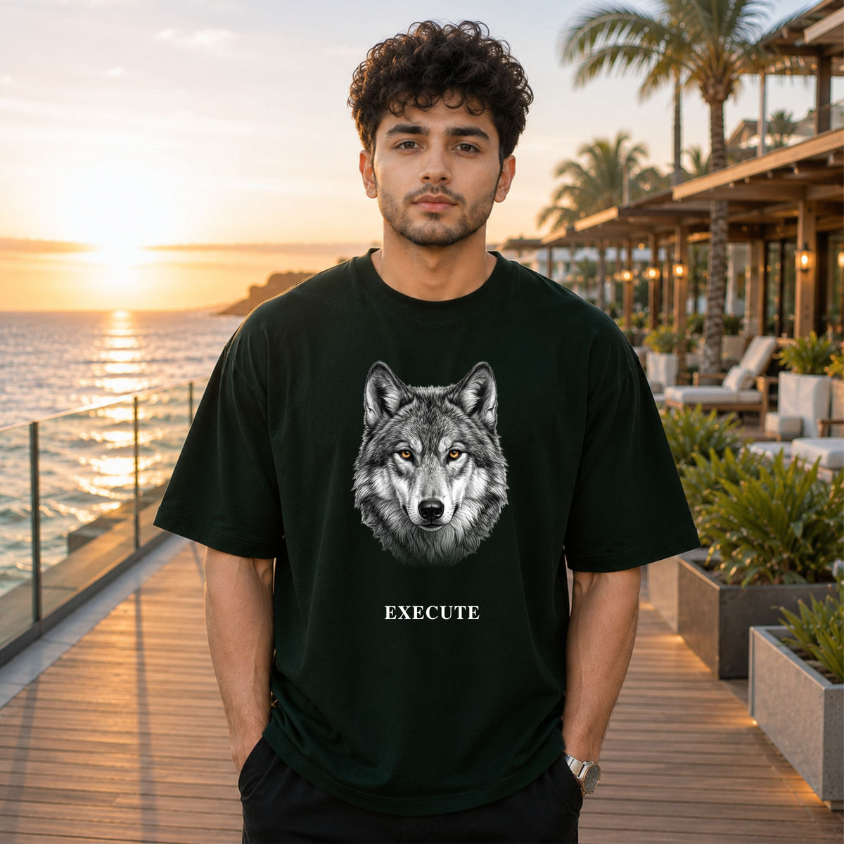Bhokals Wolf Graphic Oversized T-Shirt – Execute Edition