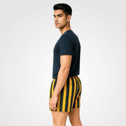 YELLOW BLUE STRIP PRINTED MEN BOXER