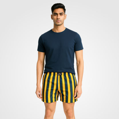 YELLOW BLUE STRIP PRINTED MEN BOXER