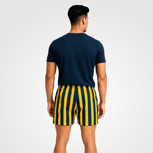 YELLOW BLUE STRIP PRINTED MEN BOXER