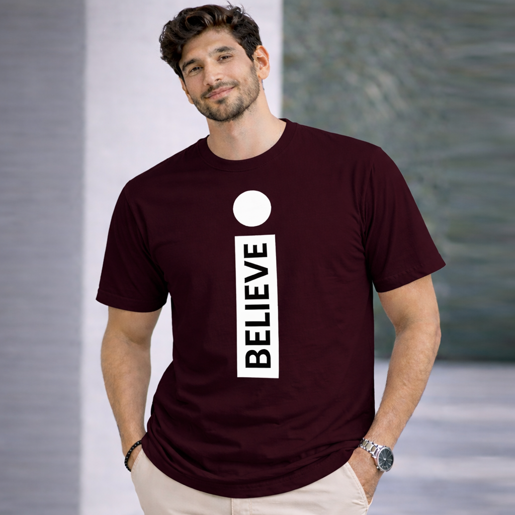 Bhokals " I Believe " Printed, Round Neck, Cotton, Super Soft T-Shirt