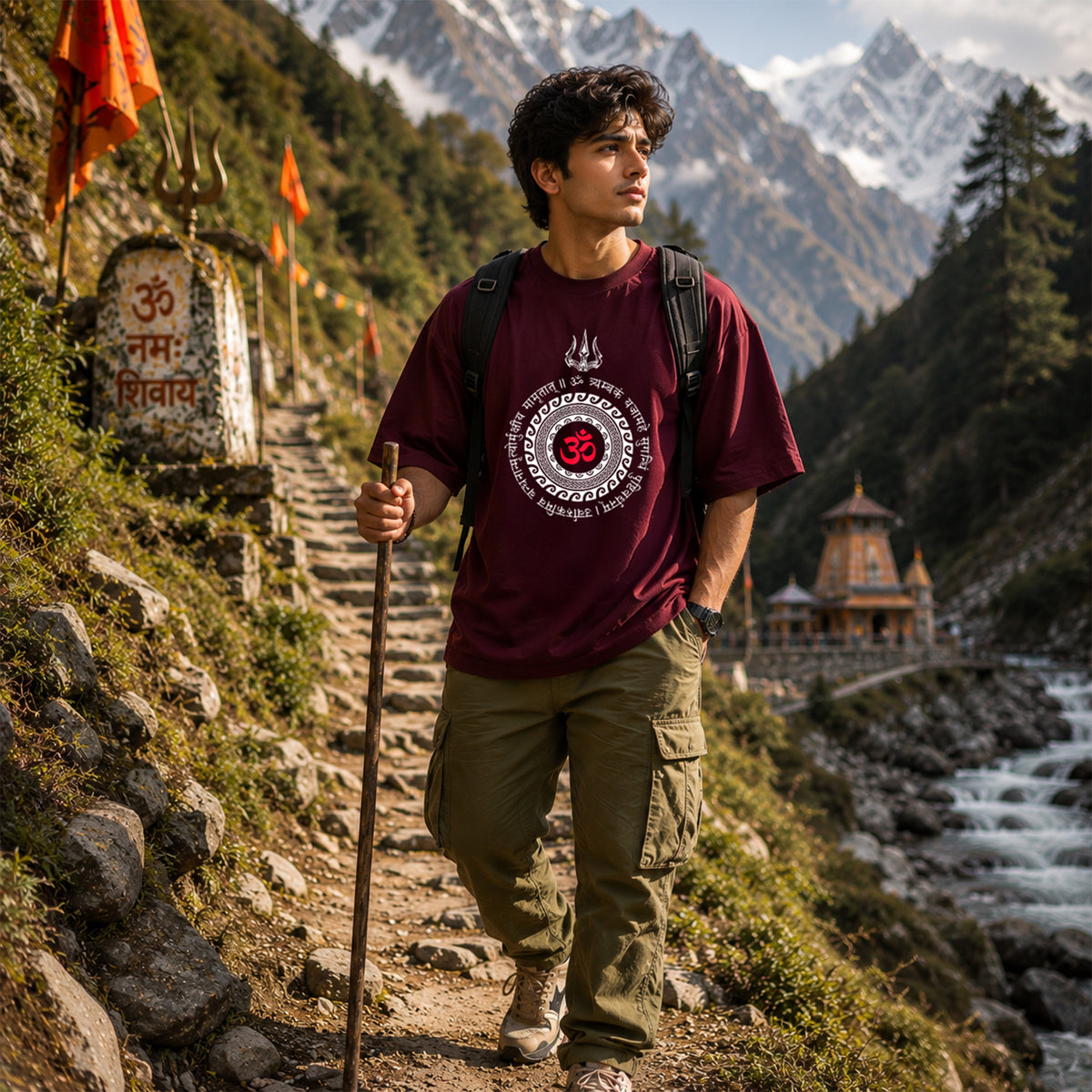 Crimson Om Trident Tee