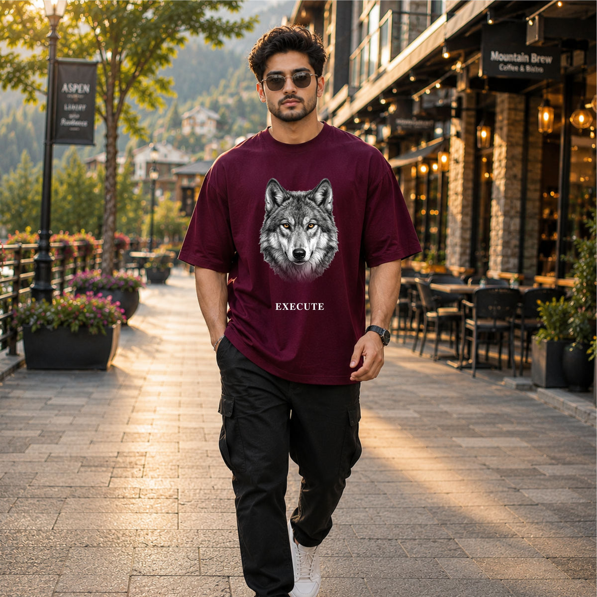 Bhokals Wolf Graphic Oversized T-Shirt – Execute Edition