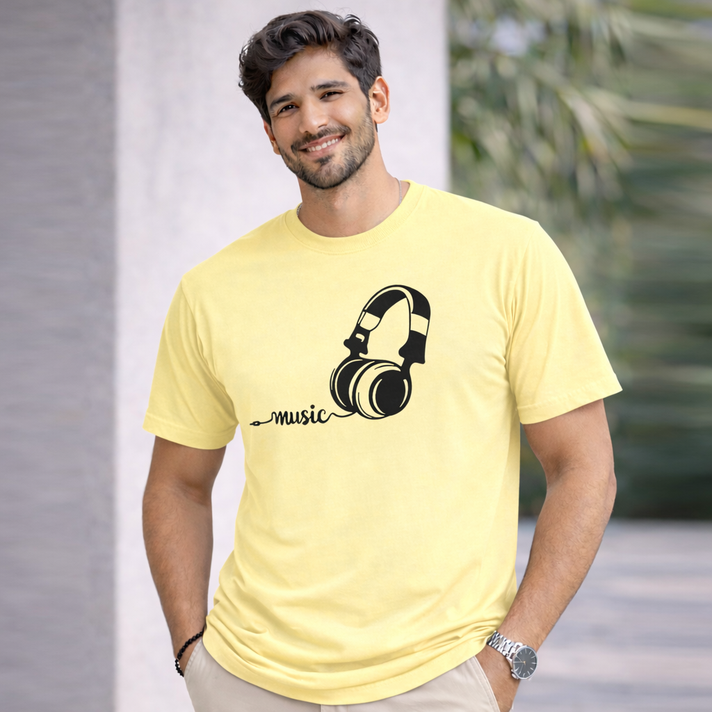 Bhokals "Music" Printed Round Neck, Cotton, Super Soft T-Shirt