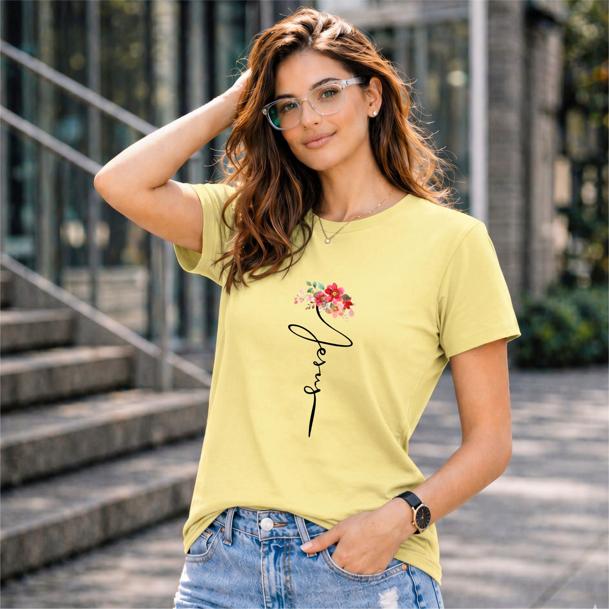 BHOKALS "Floral Grace" Printed Women Cotton T-Shirt | Round Neck | Super Soft | Regular Fit