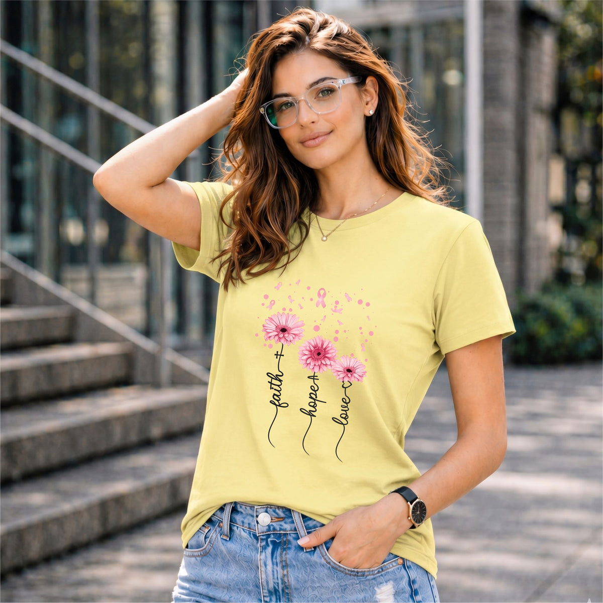 BHOKALS "Faith, Hope, Love" Printed Women Cotton T-Shirt | Round Neck | Super Soft | Regular Fit