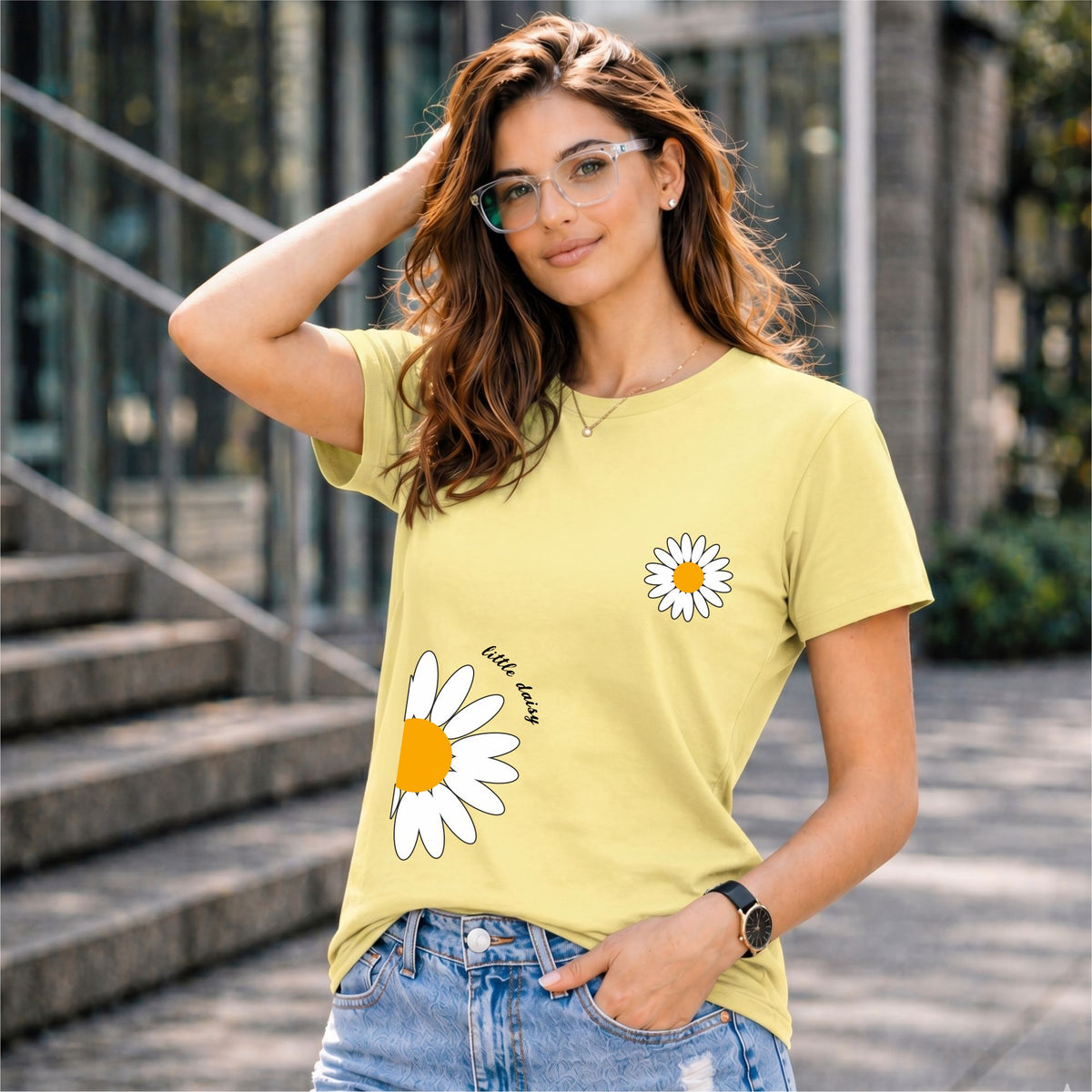BHOKALS "Sunflower" Printed Women Cotton T-Shirt | Round Neck | Super Soft | Regular Fit