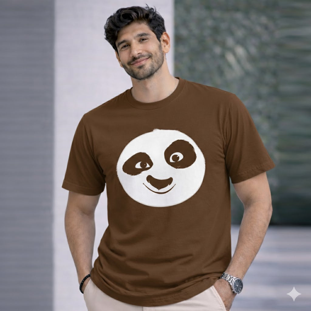 Bhokals " PANDA FACE " Printed, Round Neck, Cotton, Super Soft T-Shirt