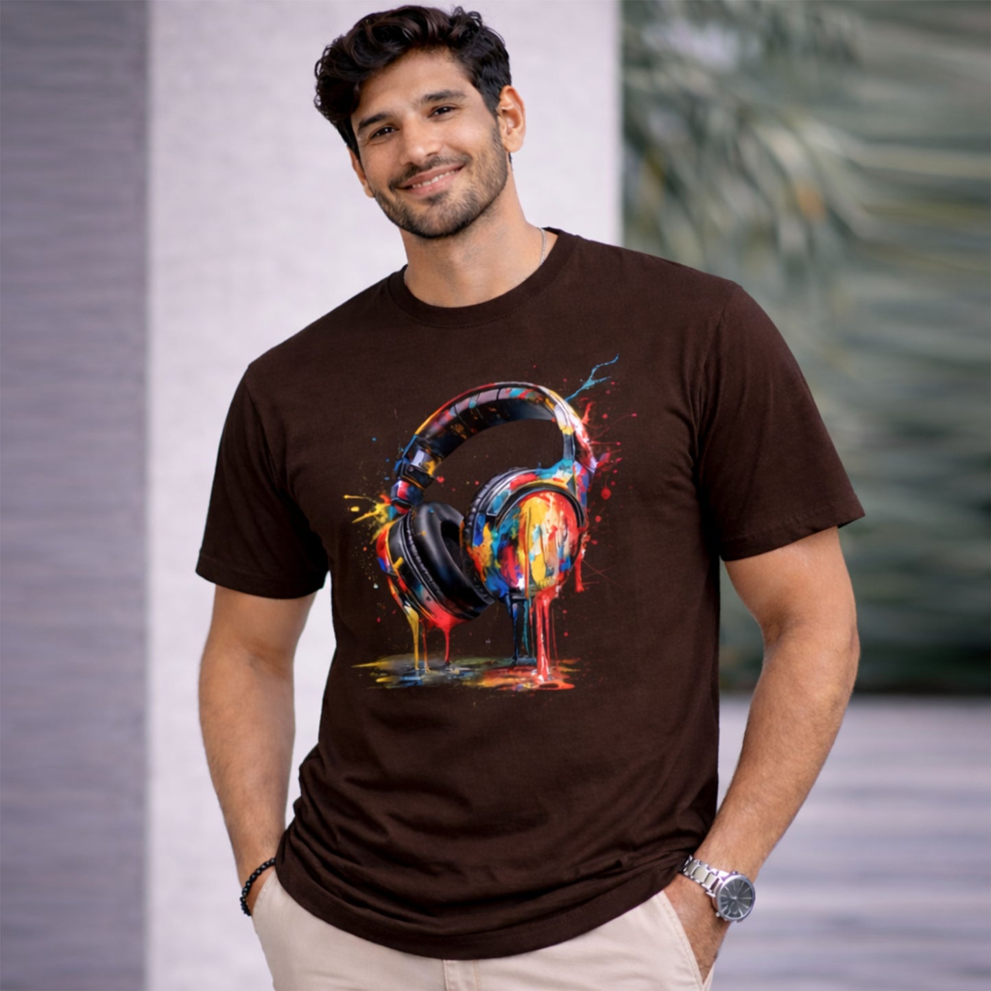Bhokals "Head Phone Splash" Printed, Round Neck, Cotton, Super Soft T-Shirt,