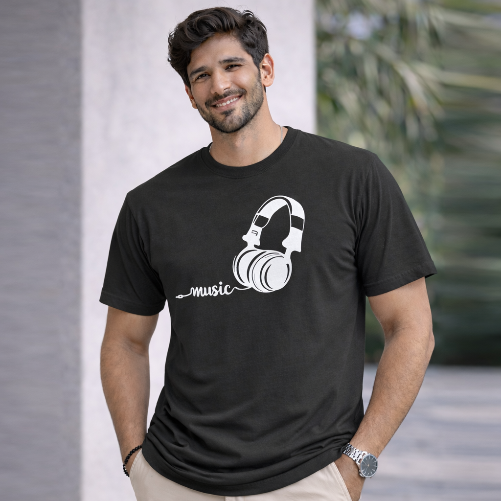 Bhokals "Music" Printed Round Neck, Cotton, Super Soft T-Shirt