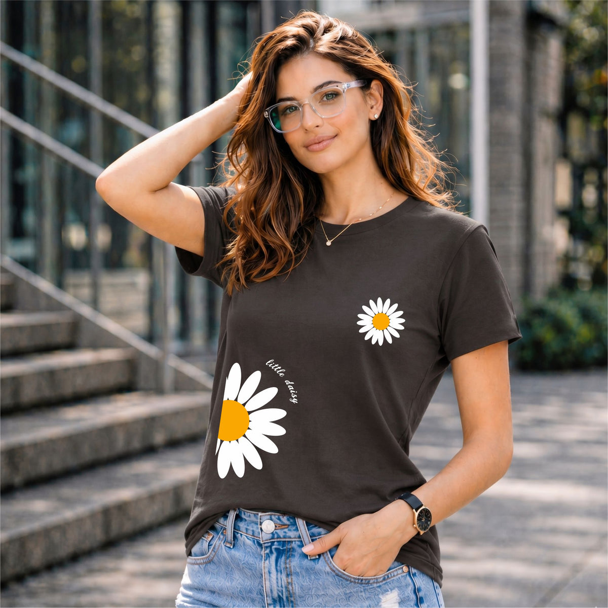 BHOKALS "Sunflower" Printed Women Cotton T-Shirt | Round Neck | Super Soft | Regular Fit