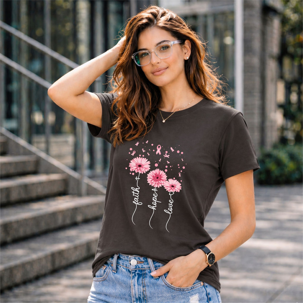 BHOKALS "Faith, Hope, Love" Printed Women Cotton T-Shirt | Round Neck | Super Soft | Regular Fit