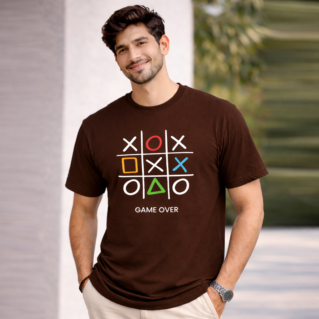 Bhokals " GAME OVER" Printed, Round Neck, Cotton, Super Soft T-Shirt