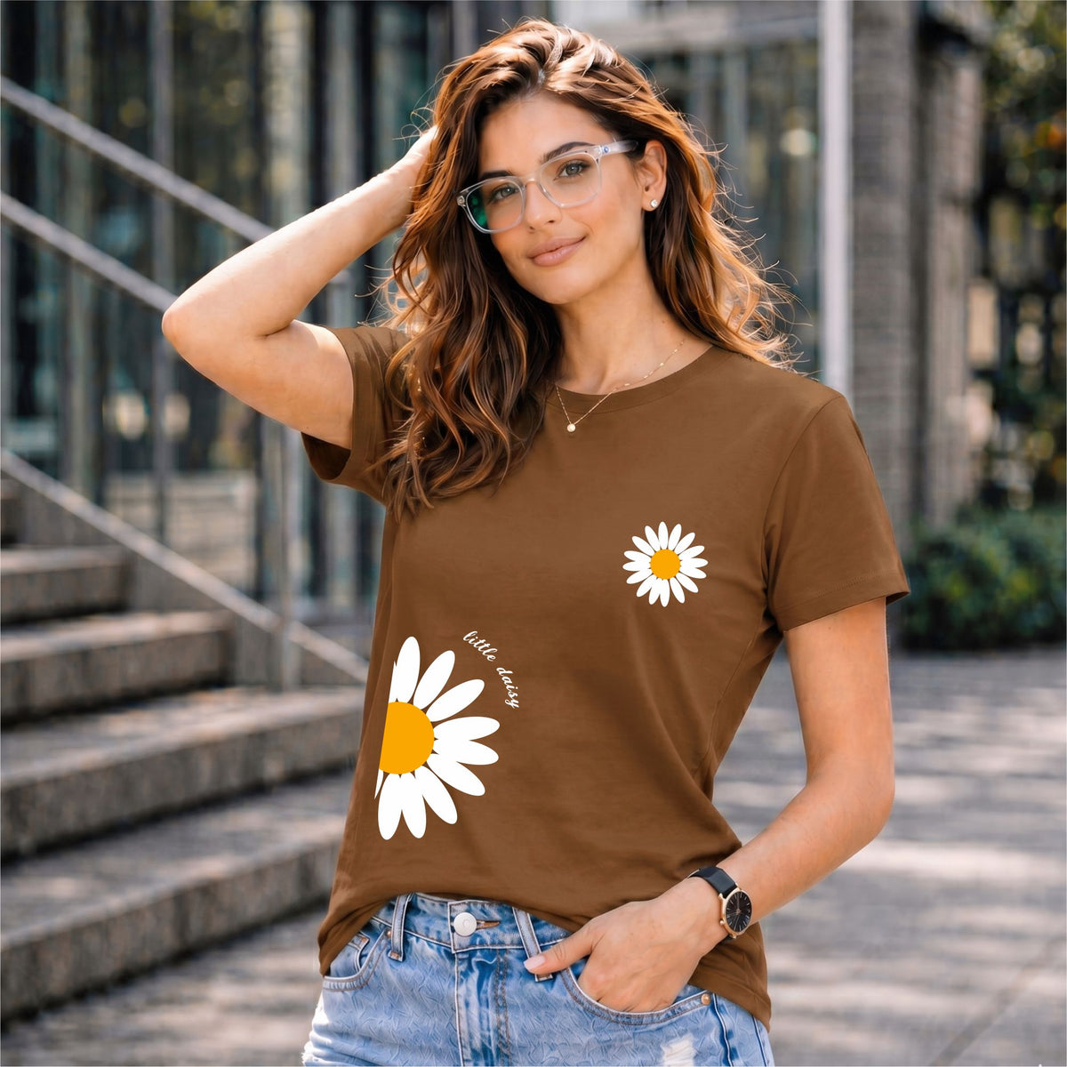 BHOKALS "Sunflower" Printed Women Cotton T-Shirt | Round Neck | Super Soft | Regular Fit