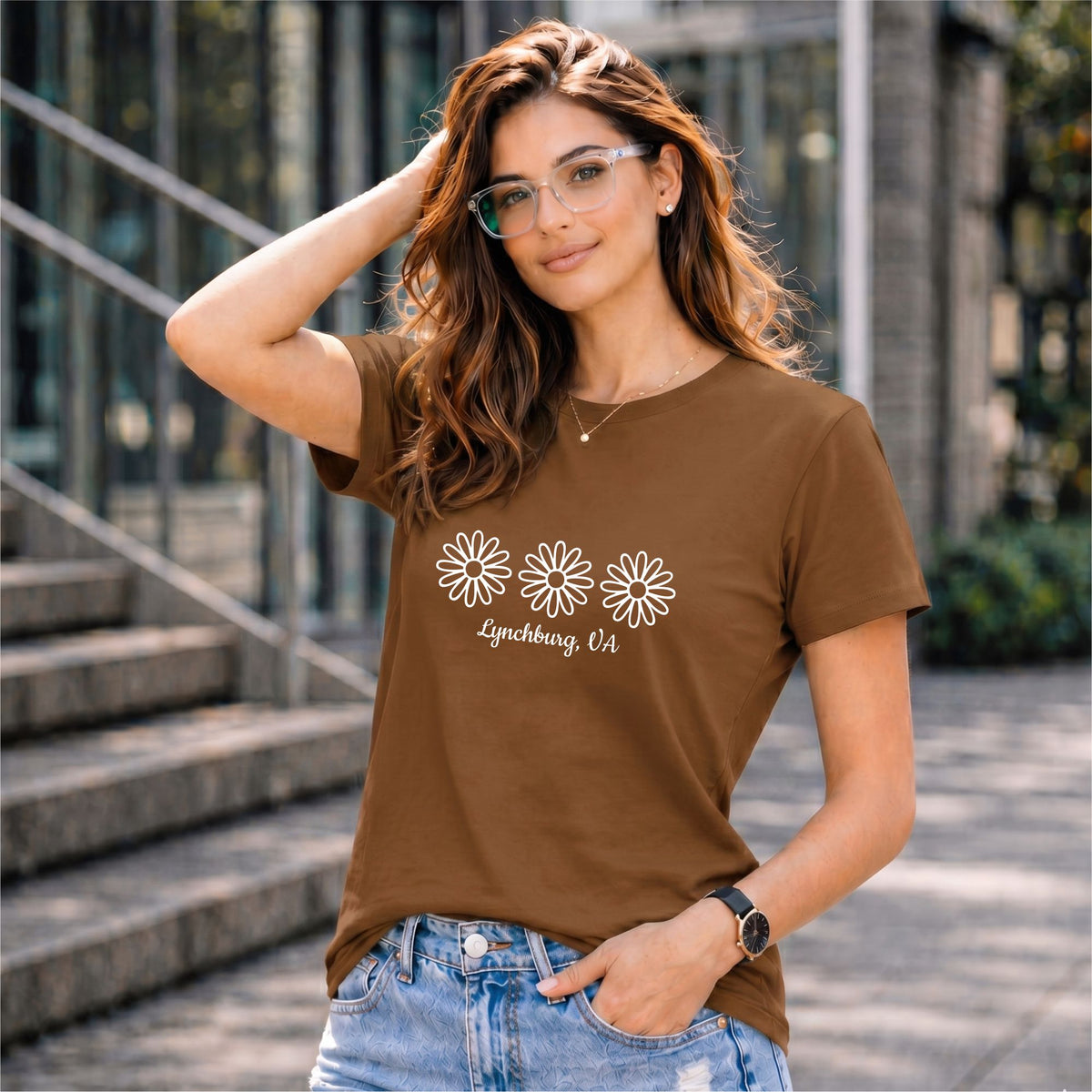 BHOKALS "Daisy" Printed Women Cotton T-Shirt | Round Neck | Super Soft | Regular Fit