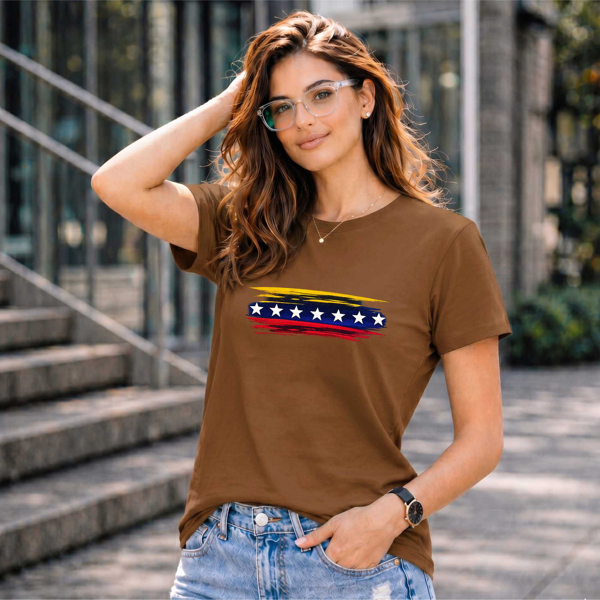BHOKALS "StarWave" Printed Women Cotton T-Shirt | Round Neck | Super Soft | Regular Fit