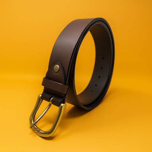 Bhokals Men Chocolate Brown Casual Leather Belt