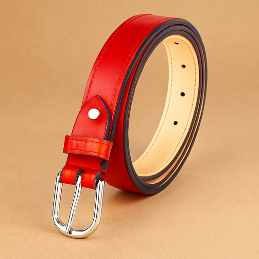 Bhokals Women Solid Red Leather Belt