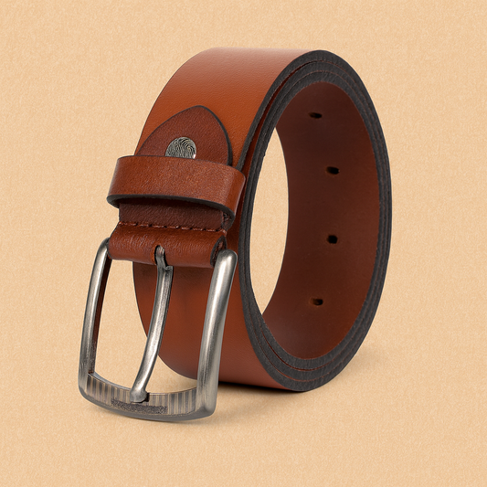 Bhokals Men Tan Grain Leather Belt