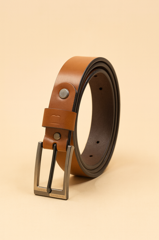 Bhokals Women Solid Tan Leather Belt