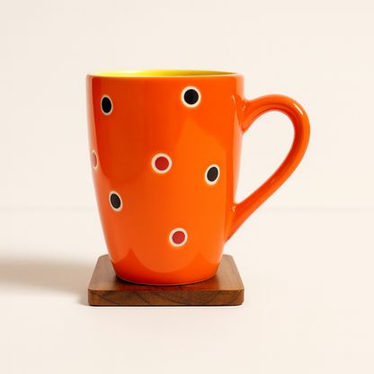 Bhokals Dots Printed Orange Green Coffee Mug