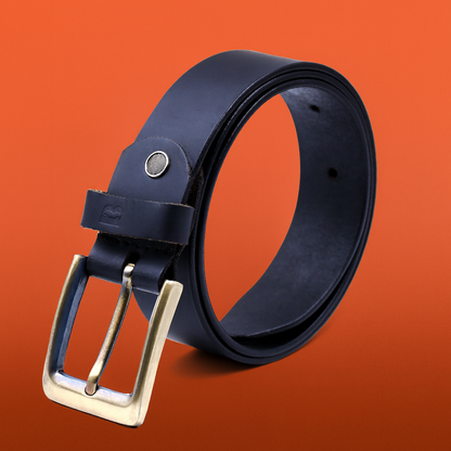Bhokals Men Solid Black Matt Leather Belt