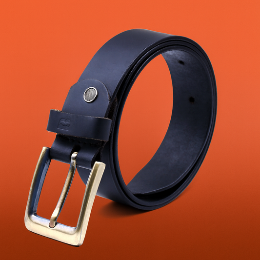 Bhokals Men Solid Black Matt Leather Belt