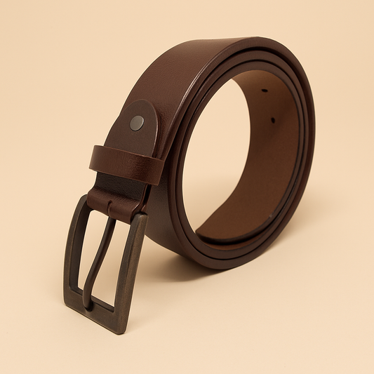 Bhokals Men Chocolate Brown Leather Belt